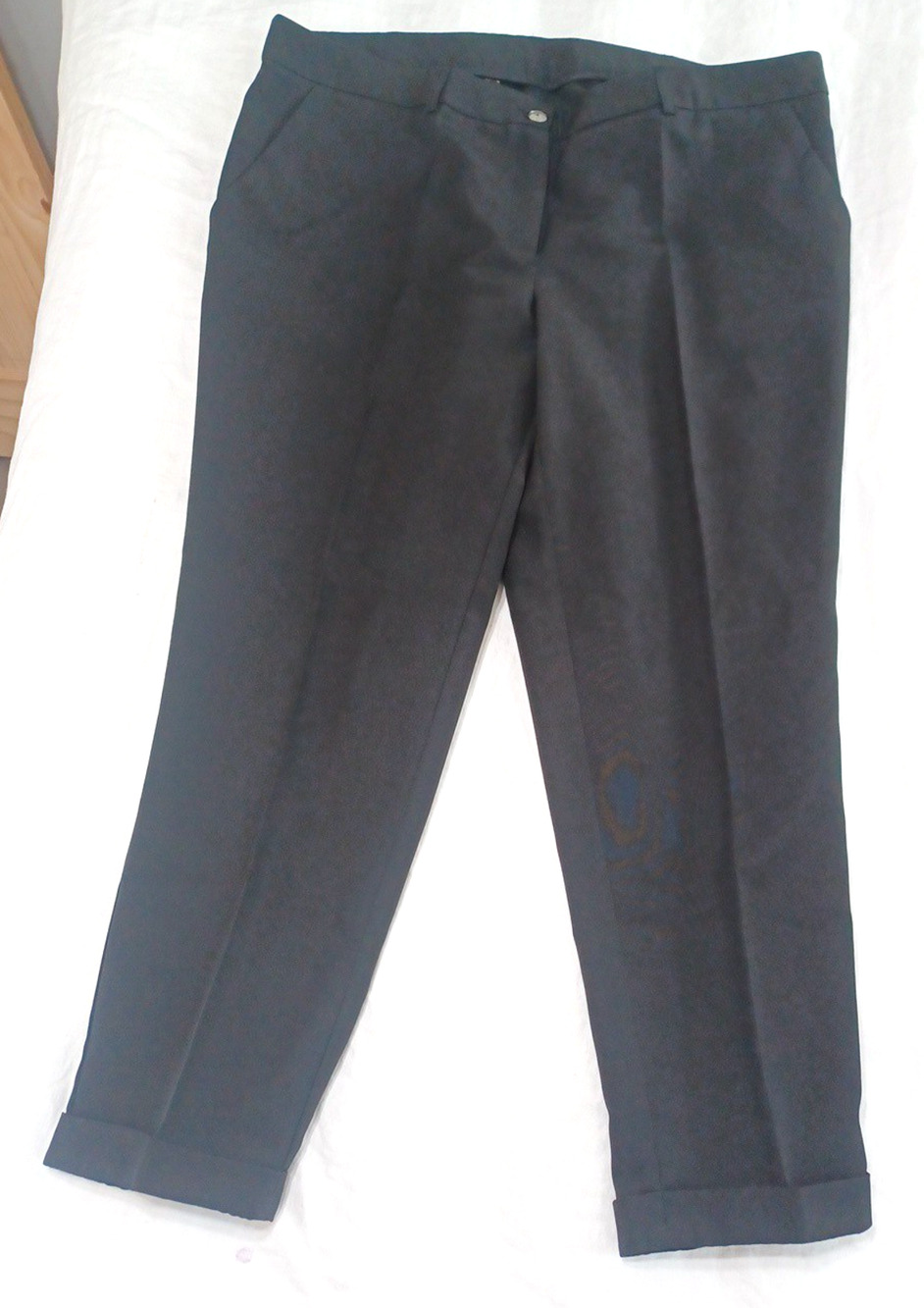 Dioni Womens Black Chino Lt Wt Dress Pants 42x28 Plus Sz 5XL Polyester Cuffed